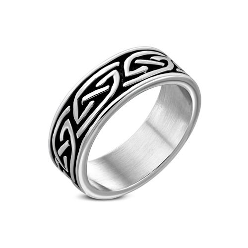 Celtic Knot Stainless Steel Band with Contrast - Click Image to Close